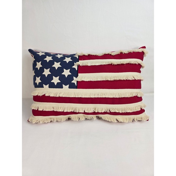American Flag Throw Pillow Patriotic USA Stars & Stripes Red, White and Blue - Picture 1 of 13